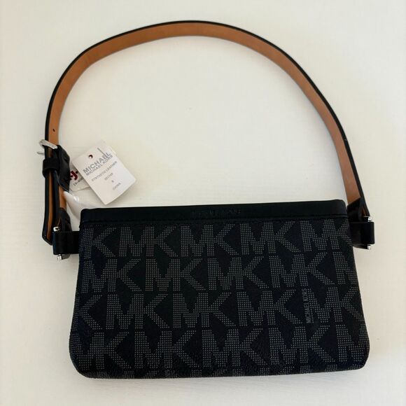 MICHAEL KORS MINI LOGO SHOULDER HANDBAG BLACK $68 NEW - Picture 1 of 9
